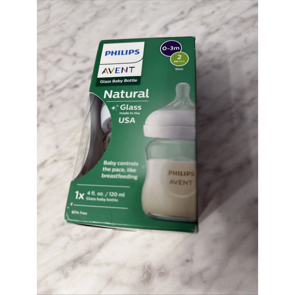 Philips‎ Avent Glass Natural Baby Bottle with Natural Response Nipple 4oz 1pk
